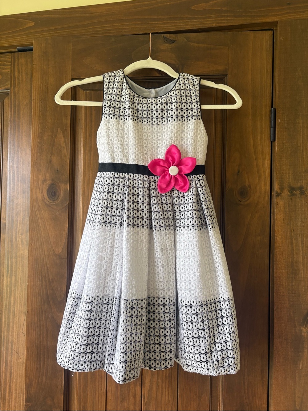 Jona Michelle White and Black Crochet Style Dress